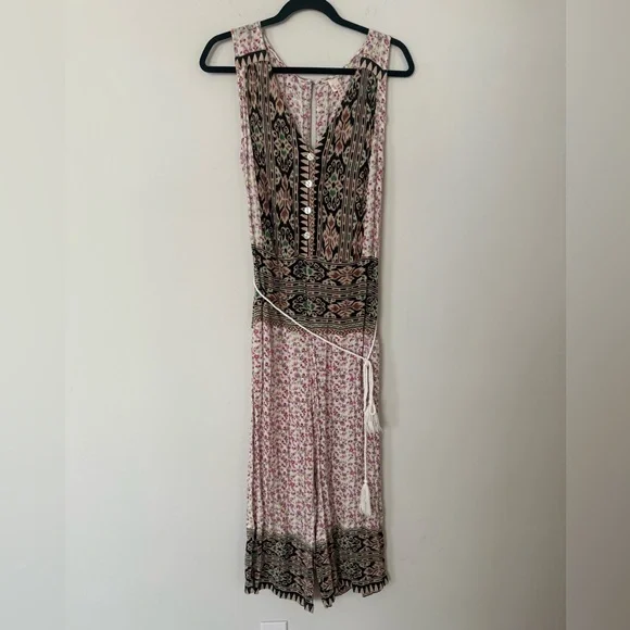 Anthropologie RAGA Ditsy Floral Lightweight Boho Romper Jumpsuit with Tie - Picture 1 of 17